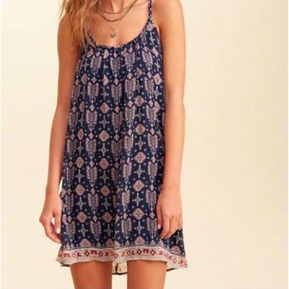 Hollister Boho Spaghetti criss cross Strap Loose Fit Lined Slip Dress, XS - Picture 1 of 14